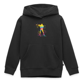 Biathlète Biathlon combiné nordique - Sweat Premium à capuche enfant bio - noir - Devant - AI Model Kid Male (0cm)