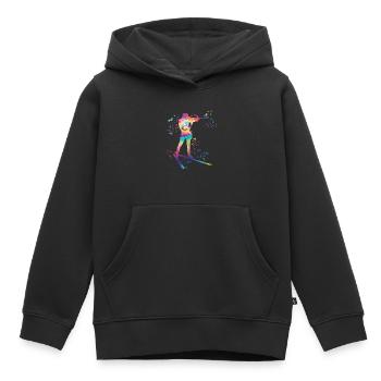Biathlète Biathlon combiné nordique - Sweat Premium à capuche enfant bio - noir - Devant - AI Model Kid Male (0cm)