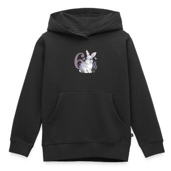 6. Geburtstag 6 Jahre Hase Häschen Lavendel Lila - Kinder Premium Organic Hoodie - Schwarz - Vorne - AI Model Kid Male (0cm)