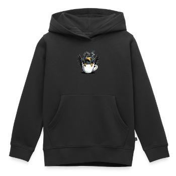 L’oiseau ne veut pas de café avant que vous ne demandiez non - Sweat Premium à capuche enfant bio - noir - Devant - AI Model Kid Male (0cm)