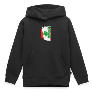 Drapeau vertical du Liban, I Love Lebanon - Sweat Premium à capuche enfant bio - noir - Devant - AI Model Kid Male (0cm)