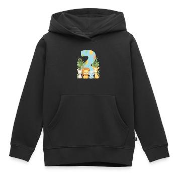 Jungle Animals Cadeau d’anniversaire pour enfants de 2 ans - Sweat Premium à capuche enfant bio - noir - Devant - AI Model Kid Male (0cm)