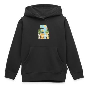 Animaux de la jungle Cadeau d’anniversaire 3 ans pour enfants - Sweat Premium à capuche enfant bio - noir - Devant - AI Model Kid Male (0cm)