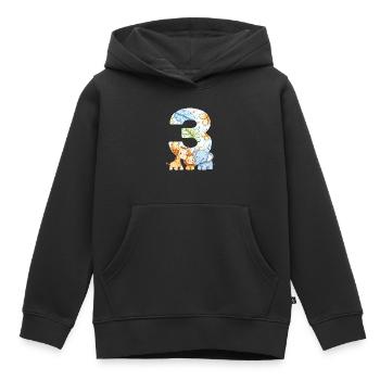 Jungle Animals Kids Cadeau d’anniversaire de 3 ans - Sweat Premium à capuche enfant bio - noir - Devant - AI Model Kid Male (0cm)