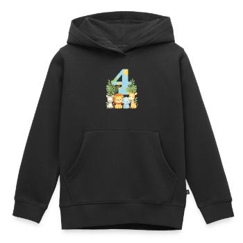Animaux de la jungle Cadeau d’anniversaire 4 ans pour enfants - Sweat Premium à capuche enfant bio - noir - Devant - AI Model Kid Male (0cm)
