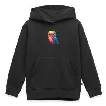 Perroquet coloré câlin - Sweat Premium à capuche enfant bio - noir - Devant - AI Model Kid Male (0cm)
