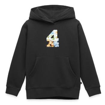 Jungle Animals Kids 4 ans cadeau d’anniversaire - Sweat Premium à capuche enfant bio - noir - Devant - AI Model Kid Male (0cm)