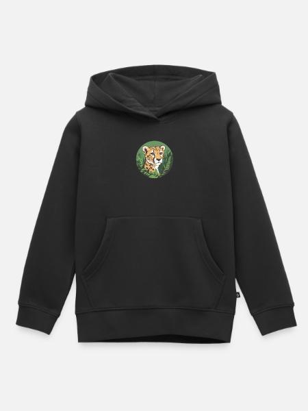 Guépard dans la jungle - Sweat Premium à capuche enfant bio - noir