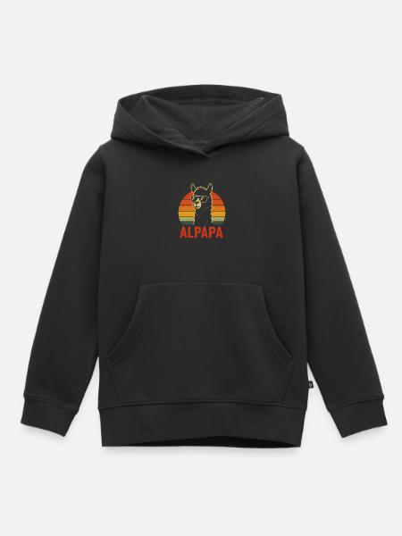 Lustiges Alpaka Papa - Kinder Premium Organic Hoodie - Schwarz