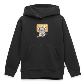 Kawaii Koala Drinking Vanilla Milk Cute Animal - Kids Premium Organic Hoodie - black - Front - AI Model Kid Male (0cm)