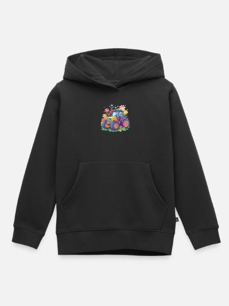 Bunter Blumentraktor - Kinder Premium Organic Hoodie - Schwarz