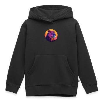 Löwin im Farbenspiel - Kinder Premium Organic Hoodie - Schwarz - Vorne - AI Model Kid Male (0cm)