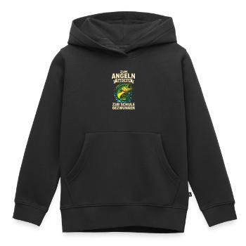 Geboren zum Angeln – Zur Schule gezwungen - Kinder Premium Organic Hoodie - Schwarz - Vorne - AI Model Kid Male (0cm)