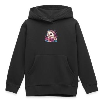 Hérisson mignon en fleurs - Sweat Premium à capuche enfant bio - noir - Devant - AI Model Kid Male (0cm)