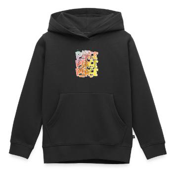 Paix - Sweat Premium à capuche enfant bio - noir - Devant - AI Model Kid Male (0cm)