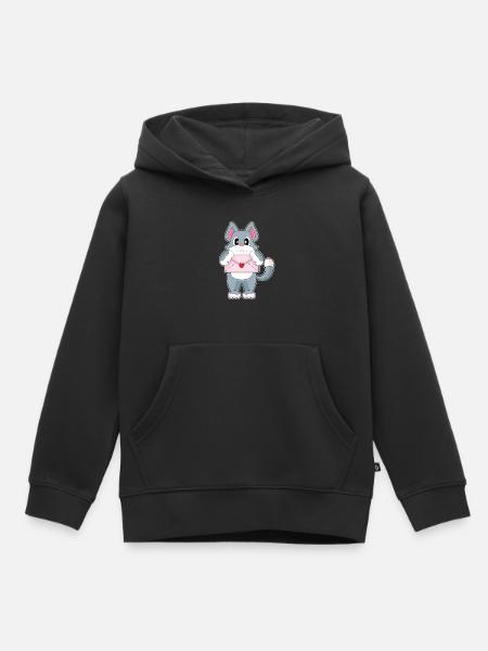 Katze Liebesbrief - Kinder Premium Organic Hoodie - Schwarz