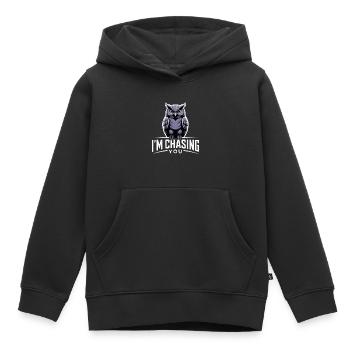 HIBOU À VOS POURSUIVANTS - Sweat Premium à capuche enfant bio - noir - Devant - AI Model Kid Male (0cm)