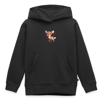 Rehkitz mit Herzen - Kinder Premium Organic Hoodie - Schwarz - Vorne - AI Model Kid Male (0cm)