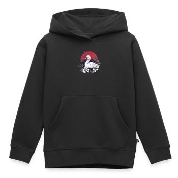 Cygne avec des fleurs - Sweat Premium à capuche enfant bio - noir - Devant - AI Model Kid Male (0cm)