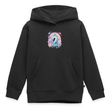Pastel Rainbow 2 Years Second Birthday - Kids Premium Organic Hoodie - black - Front - AI Model Kid Male (0cm)