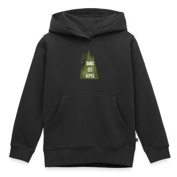 Je Vais Dans Les Alpes - Sweat Premium à capuche enfant bio - noir - Devant - AI Model Kid Male (0cm)