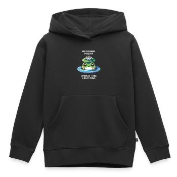 Respawn-Punkt: unter der Seerose | Frosch, Teich - Kinder Premium Organic Hoodie - Schwarz - Vorne - AI Model Kid Male (0cm)