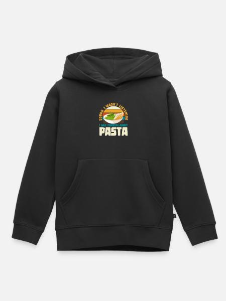Ich dachte an Pasta Retro-Design - Kinder Premium Organic Hoodie - Schwarz