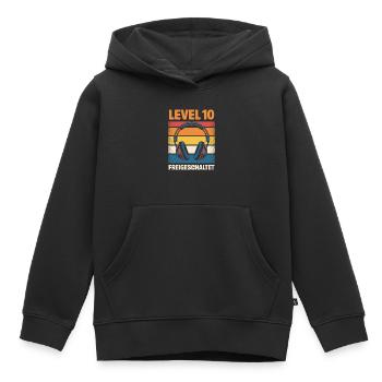 Level 10 Birthday Unlocked - Kids Premium Organic Hoodie - black - Front - AI Model Kid Male (0cm)