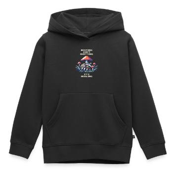 Ausruhen ist kein Aufgeben | Es heilt, Erholung - Kinder Premium Organic Hoodie - Schwarz - Vorne - AI Model Kid Male (0cm)