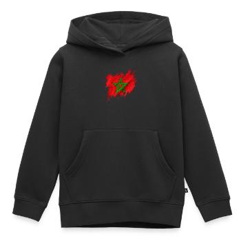 Flagge von Marokko im zerrissenen Stil - Kinder Premium Organic Hoodie - Schwarz - Vorne - AI Model Kid Male (0cm)