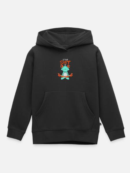 Meditation Yoga Frosch - Kinder Premium Organic Hoodie - Schwarz
