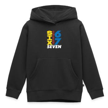 Six Sept, 67 - Sweat Premium à capuche enfant bio - noir - Devant - AI Model Kid Male (0cm)