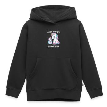 Ich bin jetzt eine große Schwester Einhorn - Kinder Premium Organic Hoodie - Schwarz - Vorne - AI Model Kid Male (0cm)