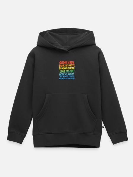 Regenbogen Statement – Human Rights Pride - Kinder Premium Organic Hoodie - Schwarz