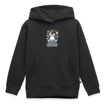 Compagnon pingouin | Compagnon de jeu mignon - Sweat Premium à capuche enfant bio - noir - Devant - AI Model Kid Male (0cm)