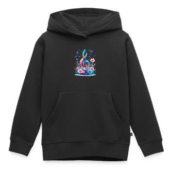 Regenbogen Notenschlüssel Blumenkunst - Kinder Premium Organic Hoodie - Schwarz - Vorne - AI Model Kid Male (0cm)