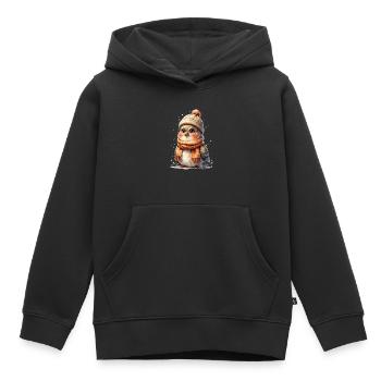 Winter chickens with hat and scarf - Kids Premium Organic Hoodie - black - Front - AI Model Kid Male (0cm)