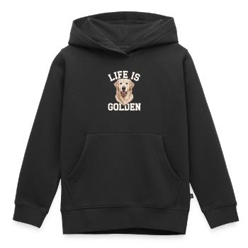 Life is Golden – Golden Retriever Motiv - Kinder Premium Organic Hoodie - Schwarz - Vorne - AI Model Kid Male (0cm)