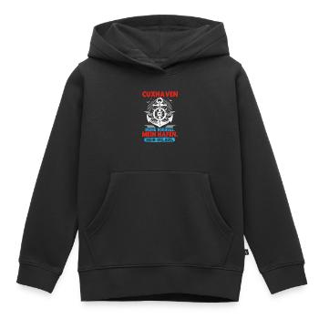 Mer du Nord CUXHAVEN MA MER DU NORD MON PORT Cuxhaven - Sweat Premium à capuche enfant bio - noir - Devant - AI Model Kid Male (0cm)