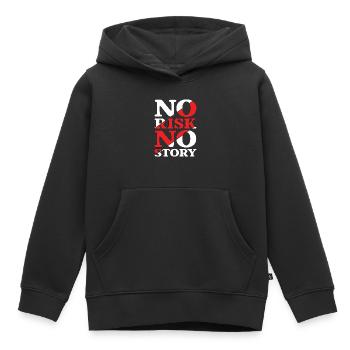 No Risk No Story - Kids Premium Organic Hoodie - black - Front - AI Model Kid Male (0cm)