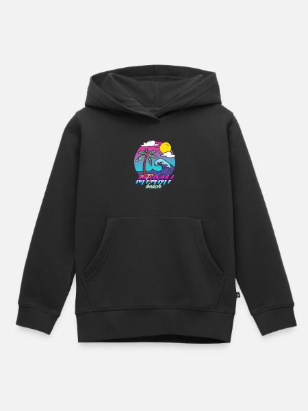 Miami Beach Neon Palmen - Kinder Premium Organic Hoodie - Schwarz