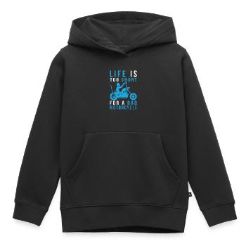 LA VIE EST TROP COURTE POUR UNE MAUVAISE MOTO - Sweat Premium à capuche enfant bio - noir - Devant - AI Model Kid Male (0cm)