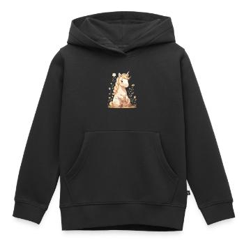 Licorne délicate dans la forêt de fleurs - Sweat Premium à capuche enfant bio - noir - Devant - AI Model Kid Male (0cm)