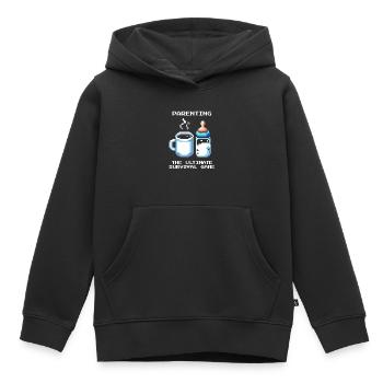 Parentalité : Survie ultime | Parents - Sweat Premium à capuche enfant bio - noir - Devant - AI Model Kid Male (0cm)