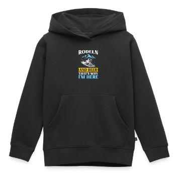 Sledging TOBOGGANING AND CYCLING, THAT'S WHY I'M HERE - Kids Premium Organic Hoodie - black - Front - AI Model Kid Male (0cm)