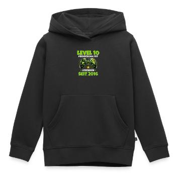 T-shirt joueur du 10e anniversaire niveau 10 débloqué - Sweat Premium à capuche enfant bio - noir - Devant - AI Model Kid Male (0cm)
