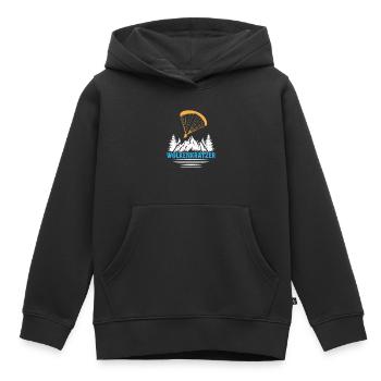Parapente GRATTE-CIEL DRÔLE - Sweat Premium à capuche enfant bio - noir - Devant - AI Model Kid Male (0cm)