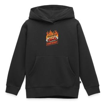 Project Manager Currywurst | Fast Food | Flames - Kids Premium Organic Hoodie - black - Front - AI Model Kid Male (0cm)