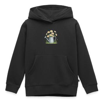 Des marguerites dans l’arrosoir - Sweat Premium à capuche enfant bio - noir - Devant - AI Model Kid Male (0cm)