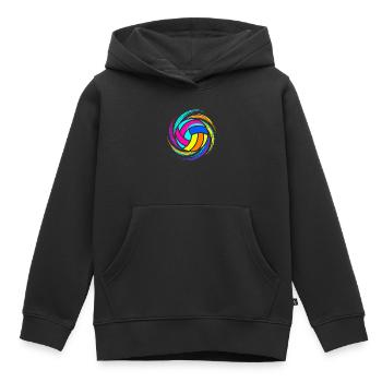 Volley-ball coloré - Sweat Premium à capuche enfant bio - noir - Devant - AI Model Kid Male (0cm)